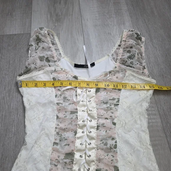 🌸 Jane Norman Lace Floral Corset Top | UK 16 / EU 42 Y2k Cottage - Picture 12 of 13